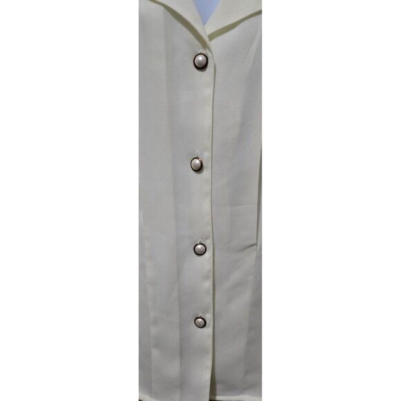 Vintage Lindsay Blake sz16 Womens Cream Button-Up Blouse W Pearl Accents buttons - Picture 4 of 10